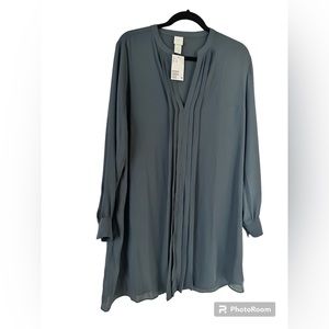 H&M Teal Tunic Dress with Pin Tucks NWT Size 12